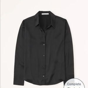 Black satin Abercrombie & Fitch blouse (size xl)